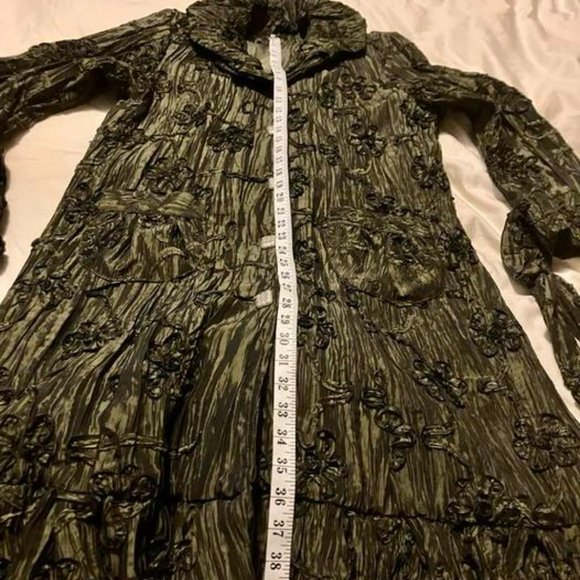 VINTAGE 90s Sensational Viscose Green Summer/Spring Coat - Picture 9 of 9